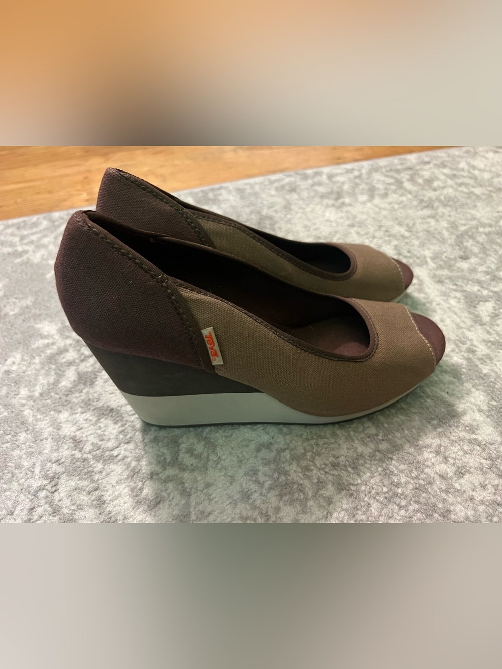 Teva Mush Promenade Open Toe Wedges Two Tone Brown 9.5 - Picture 7 of 9